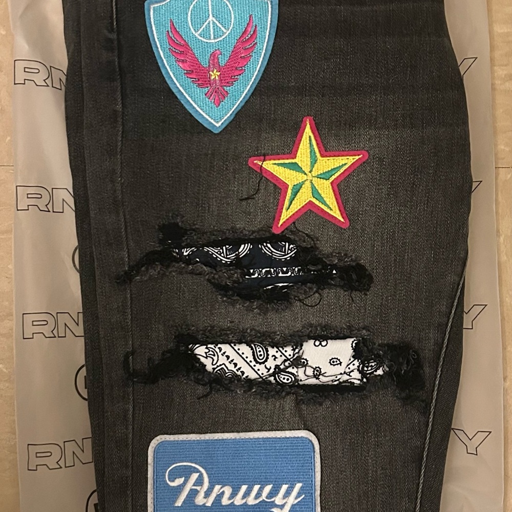 Black Jeans with Peace and Wing Patch